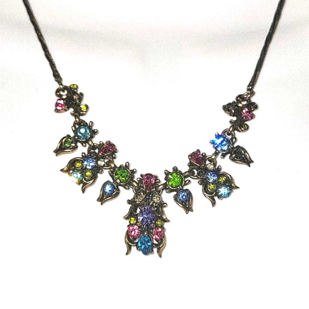 Hollycraft corp 1950 multi color jeweled necklace - antique jewelry